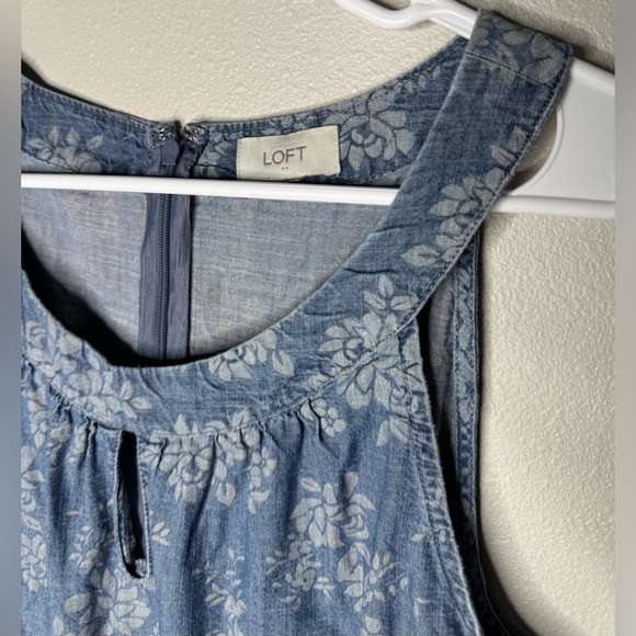 Loft Floral denim Sleeveless Dress size medium/large - Picture 2 of 3